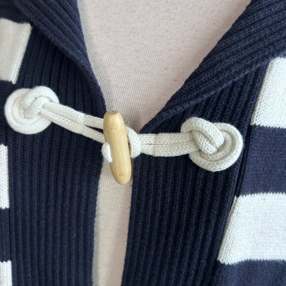 Talbots Navy Blue Nautical Striped Toggle Button Coatigan Cardigan Sweater - Picture 6 of 9